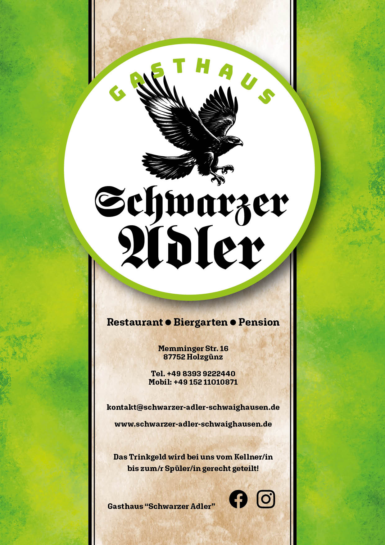 Gasthof Schwarzer Adler Speisekarte