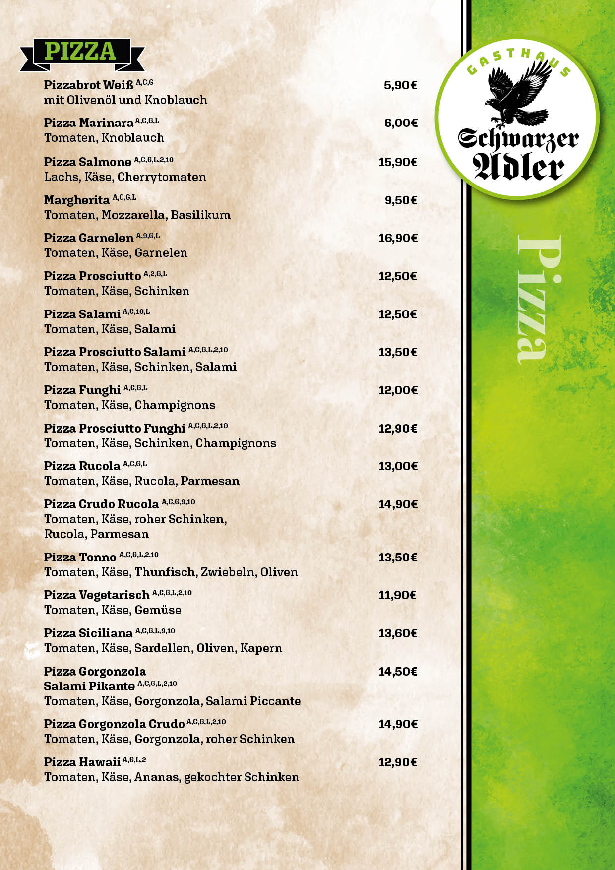 Gasthof Schwarzer Adler Speisekarte