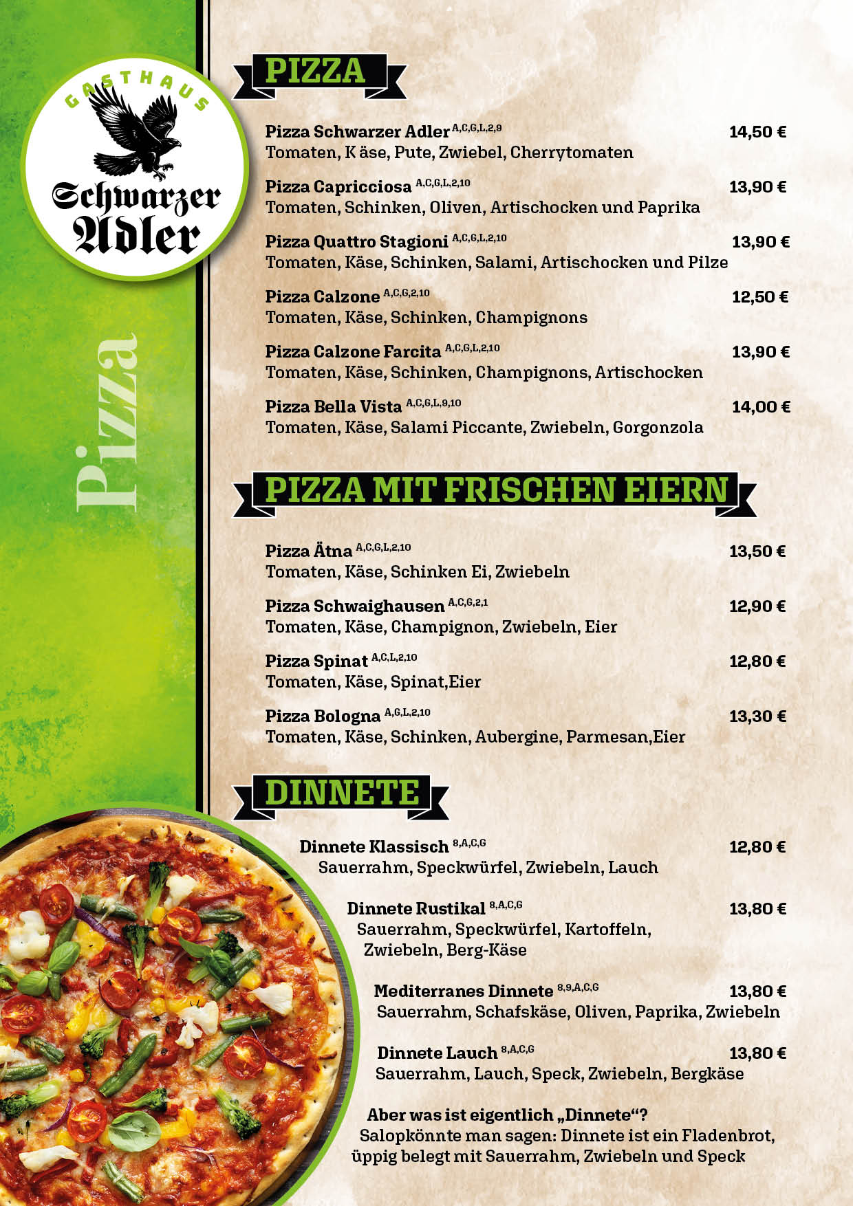 Gasthof Schwarzer Adler Speisekarte