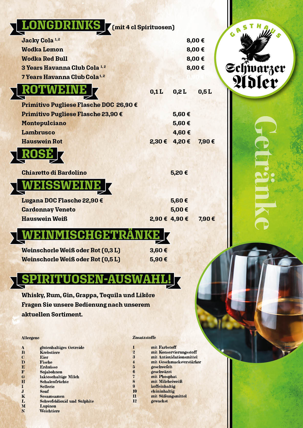 Gasthof Schwarzer Adler Speisekarte