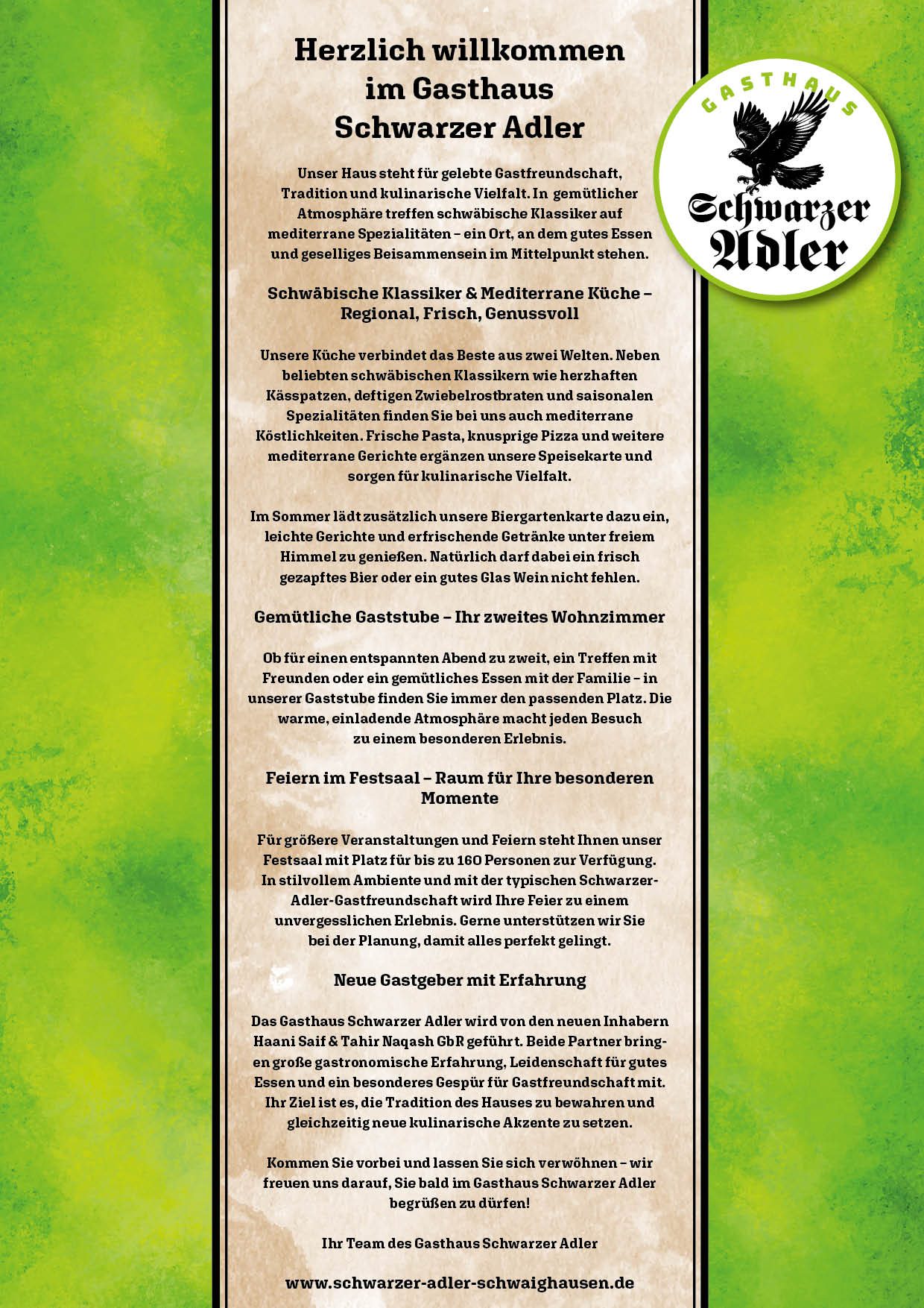 Gasthof Schwarzer Adler Speisekarte